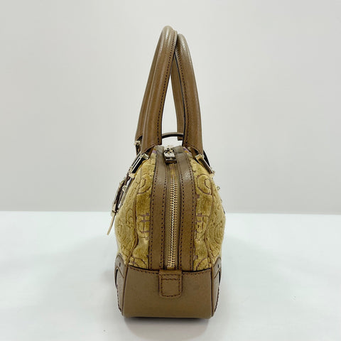 GUCCI Horsebit Handbag Velor beige WS32640