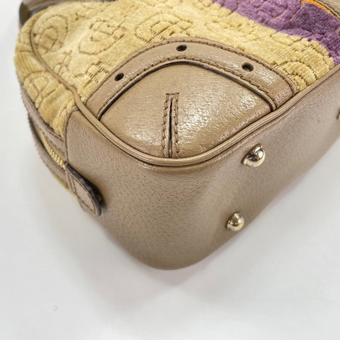 GUCCI Horsebit Handbag Velor beige WS32640