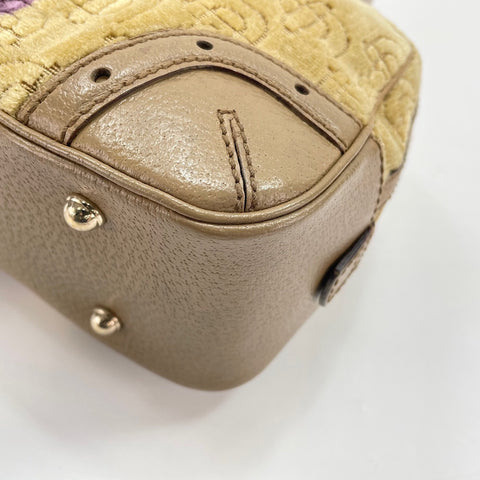 GUCCI Horsebit Handbag Velor beige WS32640