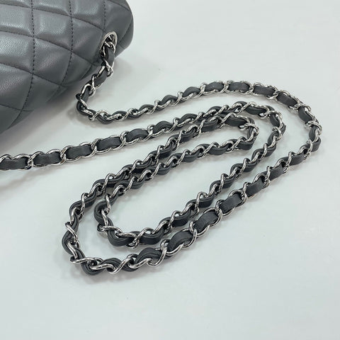 CHANEL Mini Matelasse Shoulder Bag lambskin gray WS32655