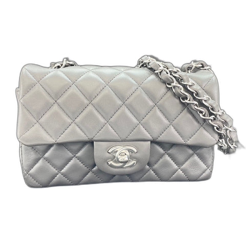 CHANEL Mini matrasse Shoulder Bag lambskin gray WS32655