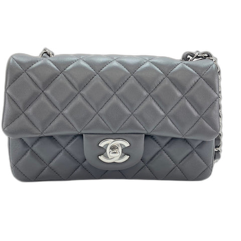 CHANEL Mini matrasse Shoulder Bag lambskin gray WS32655
