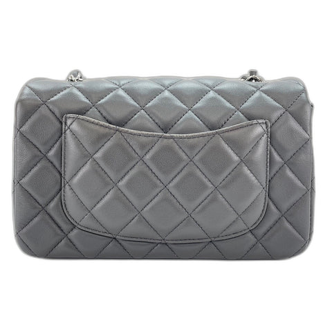 CHANEL Mini Matelasse Shoulder Bag lambskin gray WS32655