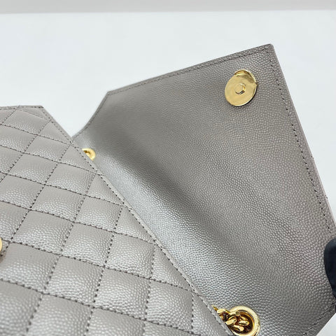 YVES SAINT LAURENT Envelope Small Shoulder Bag leather gray WS32656