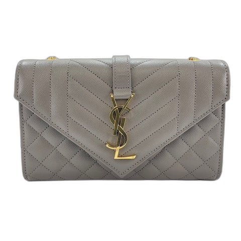 YVES SAINT LAURENT Envelope Small Shoulder Bag leather gray WS32656