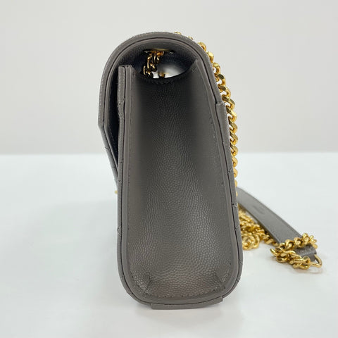 YVES SAINT LAURENT Envelope Small Shoulder Bag leather gray WS32656