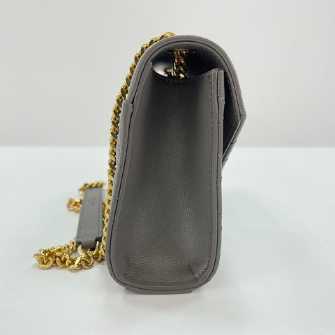 YVES SAINT LAURENT Envelope Small Shoulder Bag leather gray WS32656