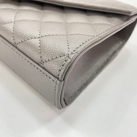 YVES SAINT LAURENT Envelope Small Shoulder Bag leather gray WS32656