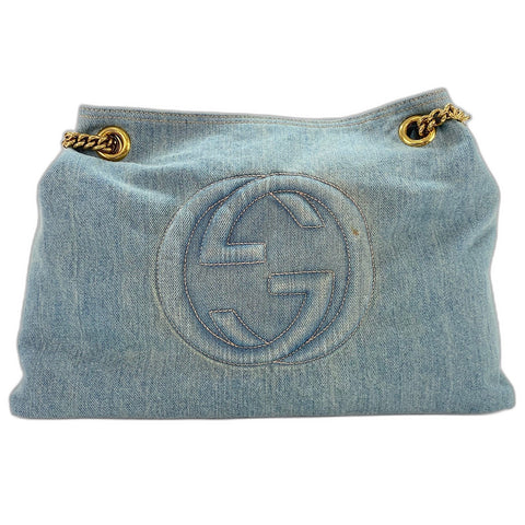 GUCCI Soho Shoulder Bag denim blue WS32679