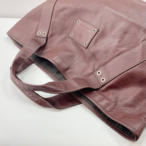 GUCCI plate Tote Bag leather wine-red WS32681