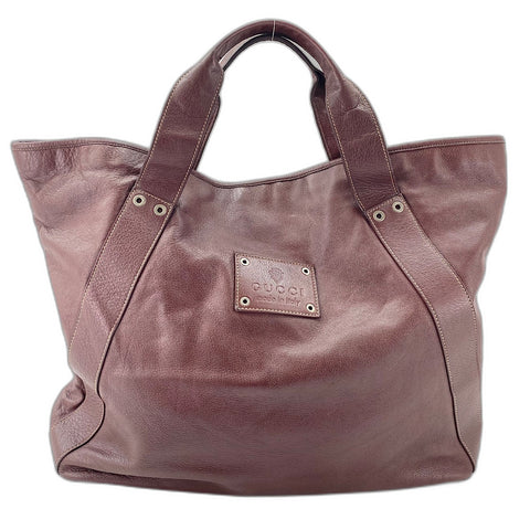 GUCCI plate Tote Bag leather wine-red WS32681