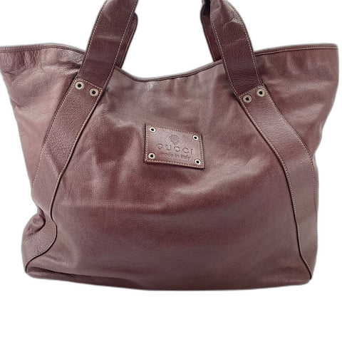 GUCCI plate Tote Bag leather wine-red WS32681