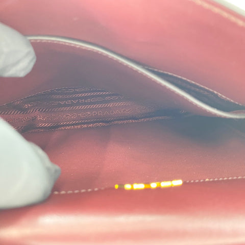 PRADA Shoulder Bag leather Red WS32692