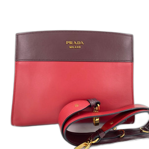 PRADA Shoulder Bag leather Red WS32692