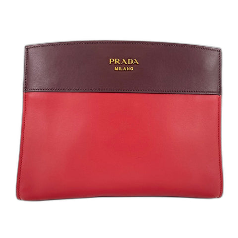 PRADA Shoulder Bag leather Red WS32692