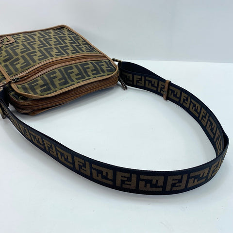 FENDI Zucca Shoulder Bag canvas Brown WS32747