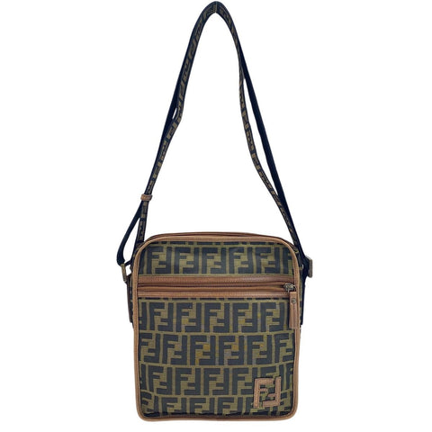 FENDI Zucca Shoulder Bag canvas Brown WS32747