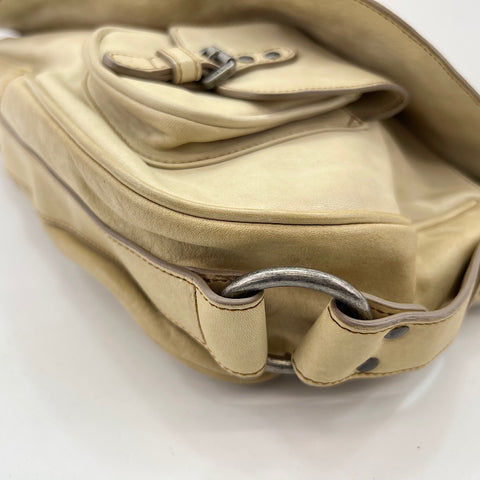 Christian Dior Gaucho Shoulder Bag leather beige WS32748