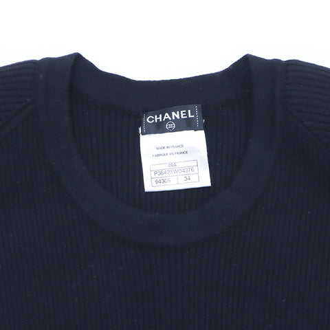 Chanel Größe 34 Strick Wolle Schwarz WS3274