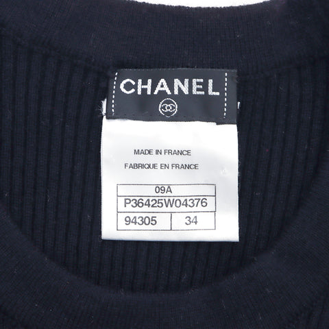 Chanel Größe 34 Strick Wolle Schwarz WS3274