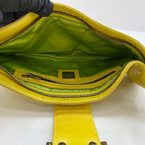 FENDI Mamma bucket Shoulder Bag leather yellow WS32750
