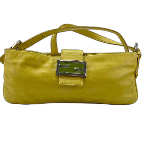 FENDI Mamma bucket Shoulder Bag leather yellow WS32750