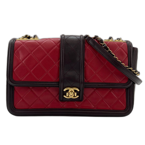 CHANEL Matrasse 30 Shoulder Bag lambskin Red WS32753