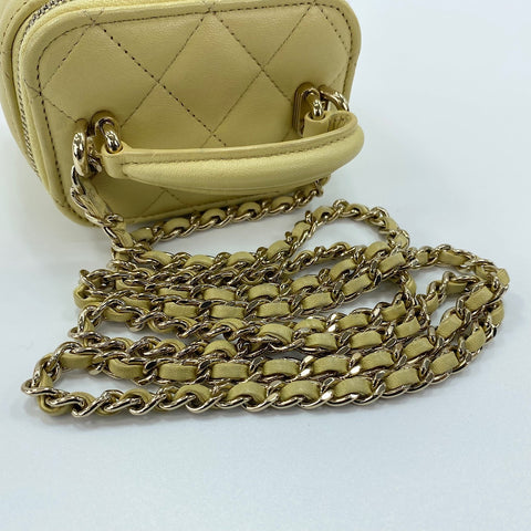 CHANEL Matrasse Shoulder Bag lambskin yellow WS32757