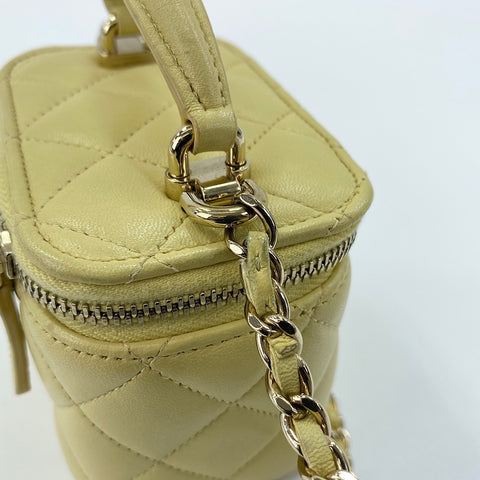CHANEL Matrasse Shoulder Bag lambskin yellow WS32757