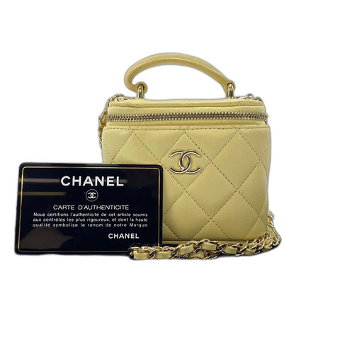 CHANEL Matrasse Shoulder Bag lambskin yellow WS32757