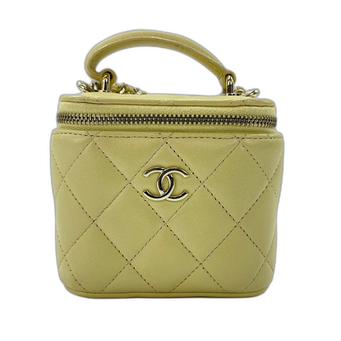 CHANEL Matrasse Shoulder Bag lambskin yellow WS32757