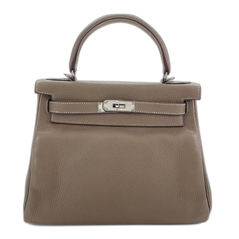 HERMES Kelly 28 Handbag Brown WS32774
