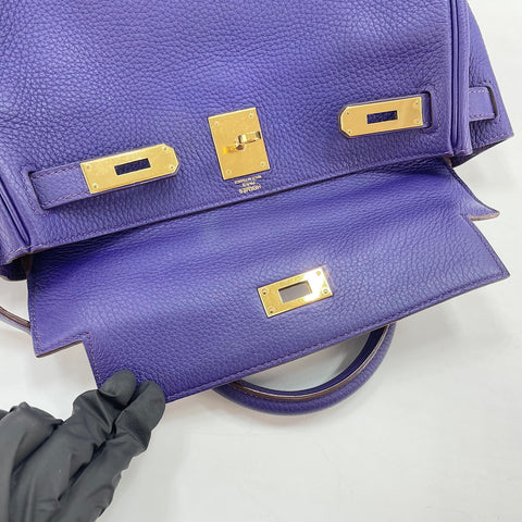 HERMES Kelly 28 Handbag purple WS32775