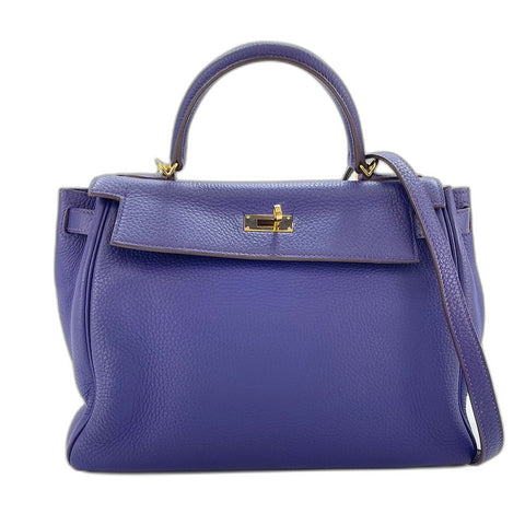 HERMES Kelly 28 Handbag purple WS32775