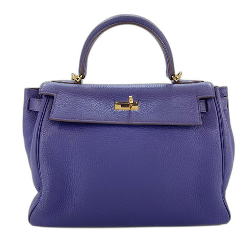 HERMES Kelly 28 Handbag purple WS32775