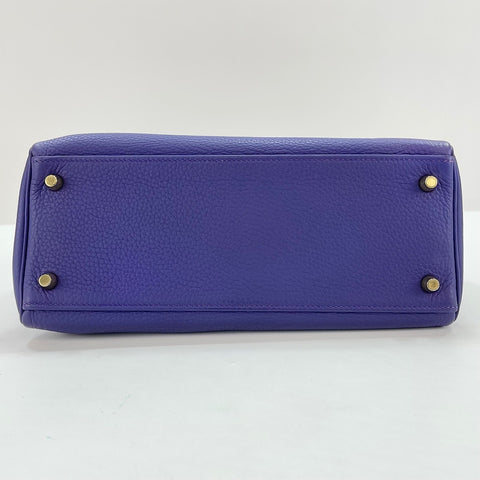 HERMES Kelly 28 Handbag purple WS32775