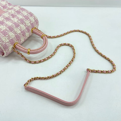 CHANEL Matelasse Shoulder Bag tweed pink WS32776