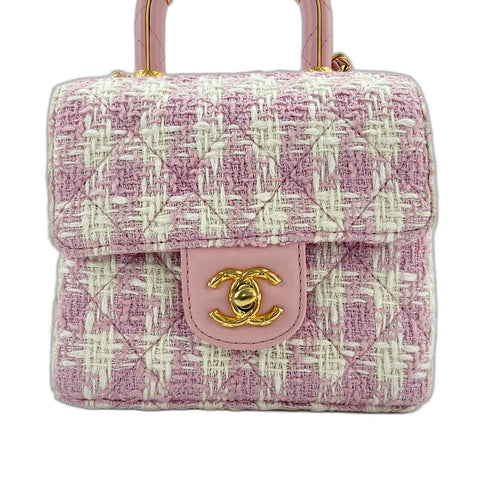 CHANEL Matrasse Shoulder Bag tweed pink WS32776