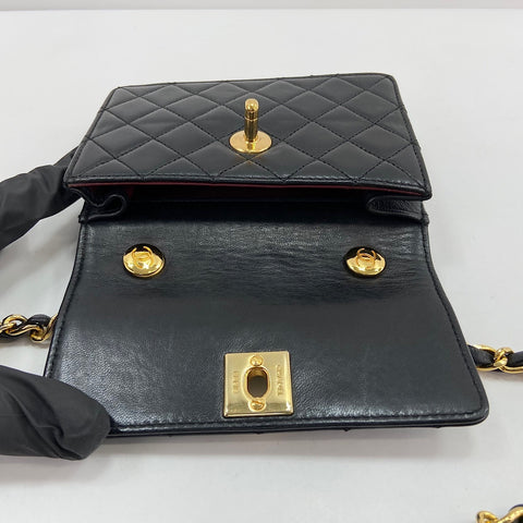CHANEL Mini matrasse Shoulder Bag lambskin black WS32779