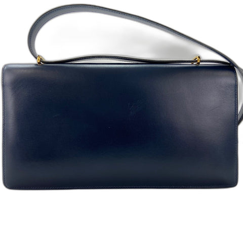 HERMES Ring Do Shoulder Bag Box scarf Navy WS32780