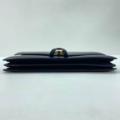 HERMES Ring Do Shoulder Bag Box scarf Navy WS32780