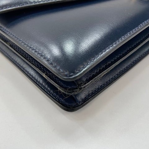 HERMES Ring Do Shoulder Bag Box scarf Navy WS32780