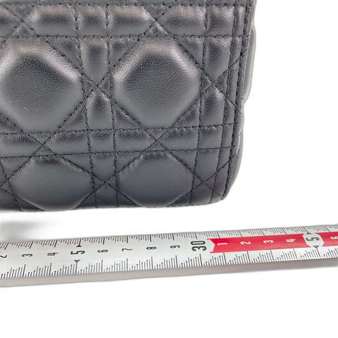 Christian Dior Lady Christian Dior Large Cannage 2WAY Handbag leather black WS32839