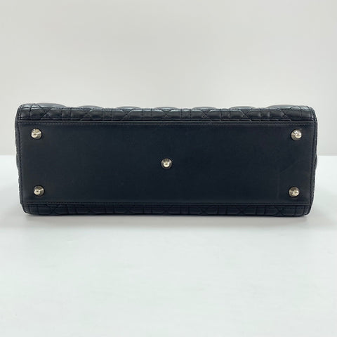Christian Dior Lady Christian Dior Large Cannage 2WAY Handbag leather black WS32839