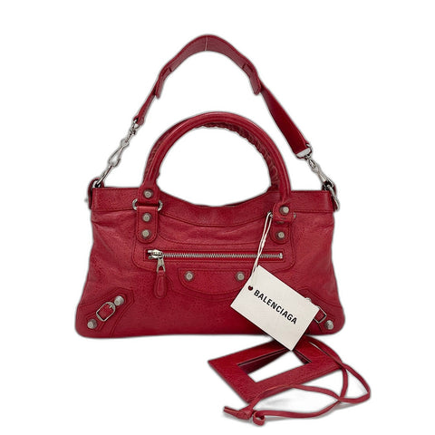 BALENCIAGA Giant First 2WAY Handbag leather Red WS32841