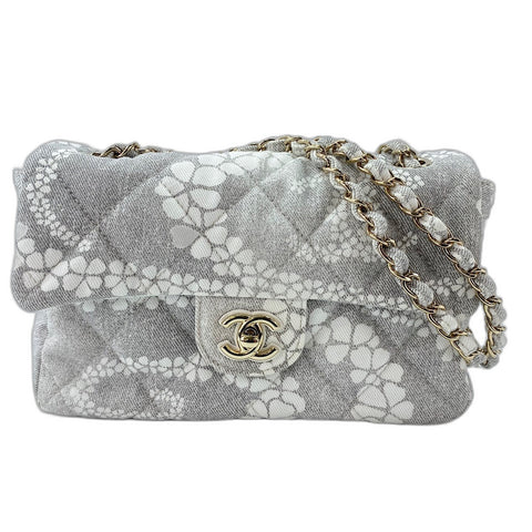 CHANEL Coco Beach 23 Shoulder Bag canvas gray WS32846