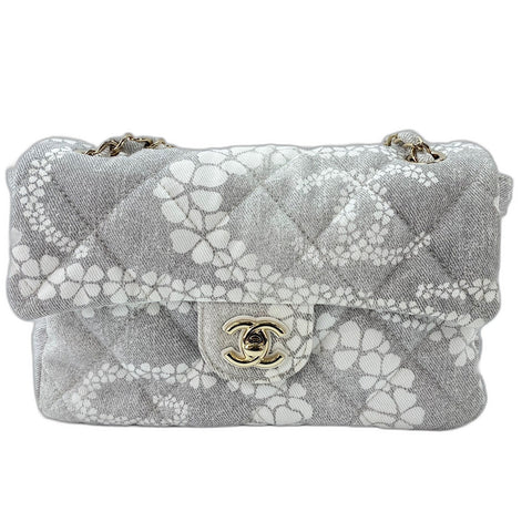CHANEL Coco Beach 23 Shoulder Bag canvas gray WS32846
