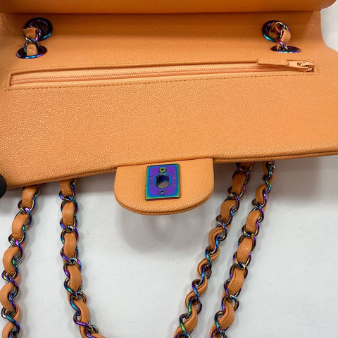 CHANEL Matelasse 25 Double Flap Shoulder Bag Orange WS32852