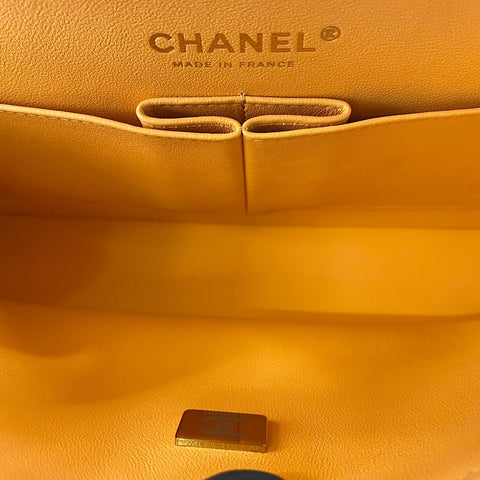 CHANEL Matelasse 25 Double Flap Shoulder Bag Orange WS32852