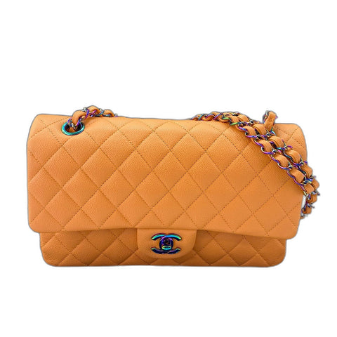 CHANEL Matelasse 25 double flap Shoulder Bag Orange WS32852